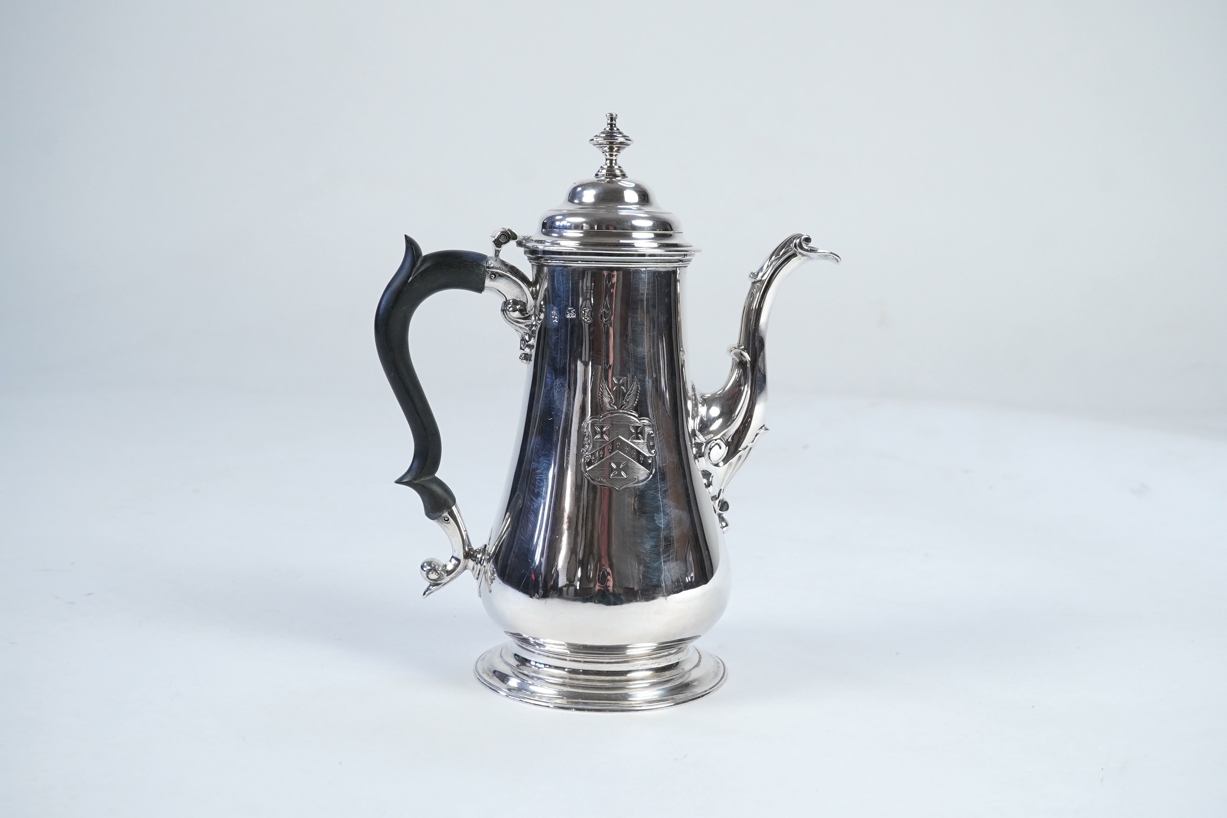 A late George II silver coffee pot, by William & Robert Peaston